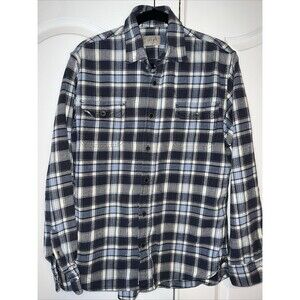 Jachs Heavyweight Flannel Shirt Blue Plaid Mens Large Tall Cabin Western Outside